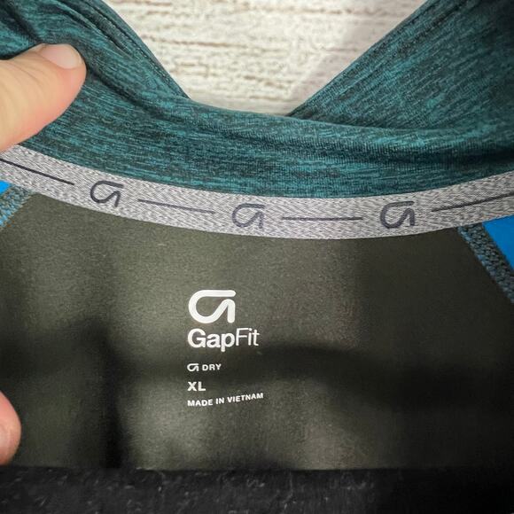 Gap Fit Men's Brushed Tech Jersey Savvy Teal Pullover Top Size XL - Picture 2 of 11